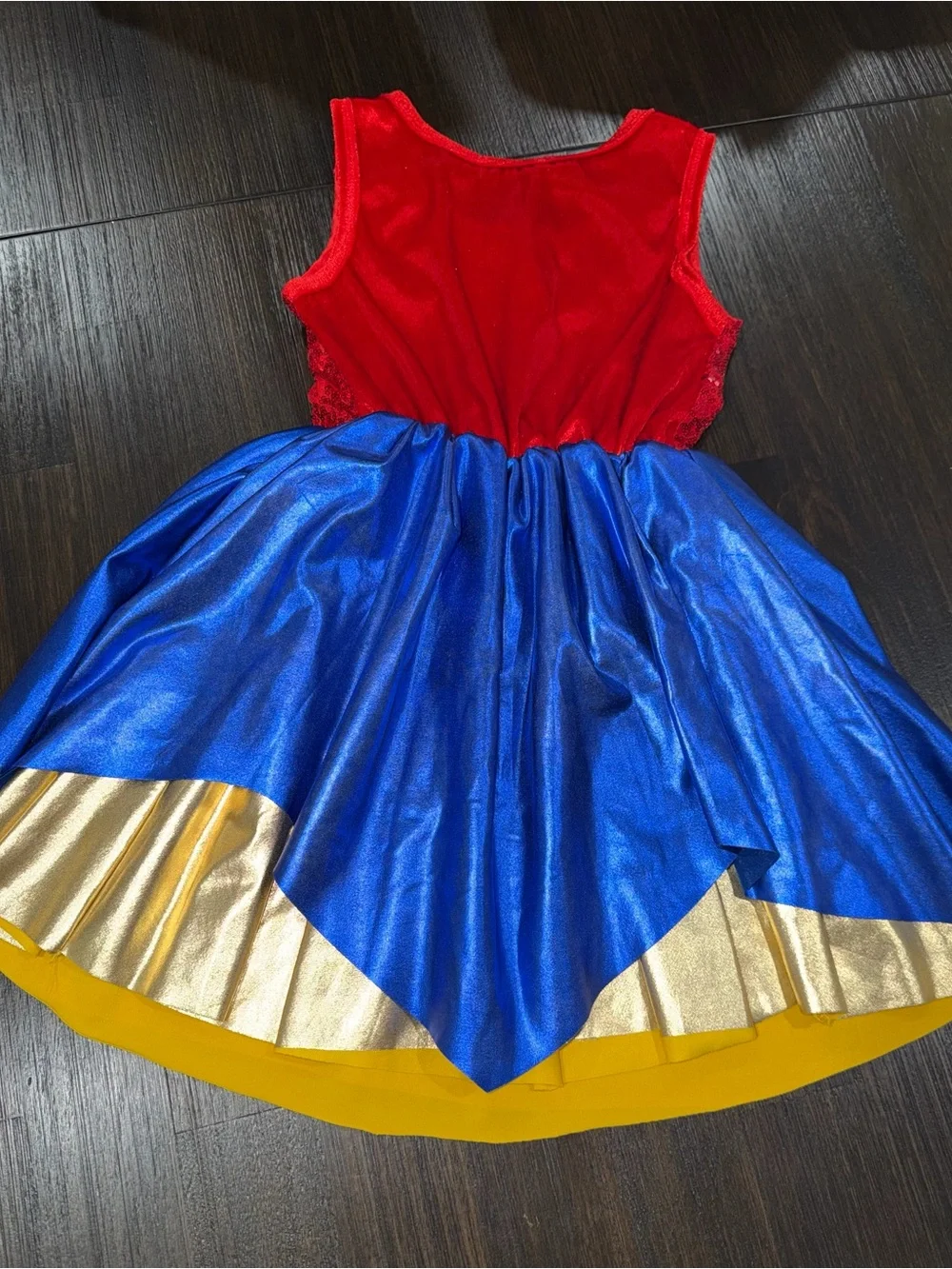 Trish Scully Girls Red, Blue & Gold Wonder Woman Superhero Costume Dress size 6